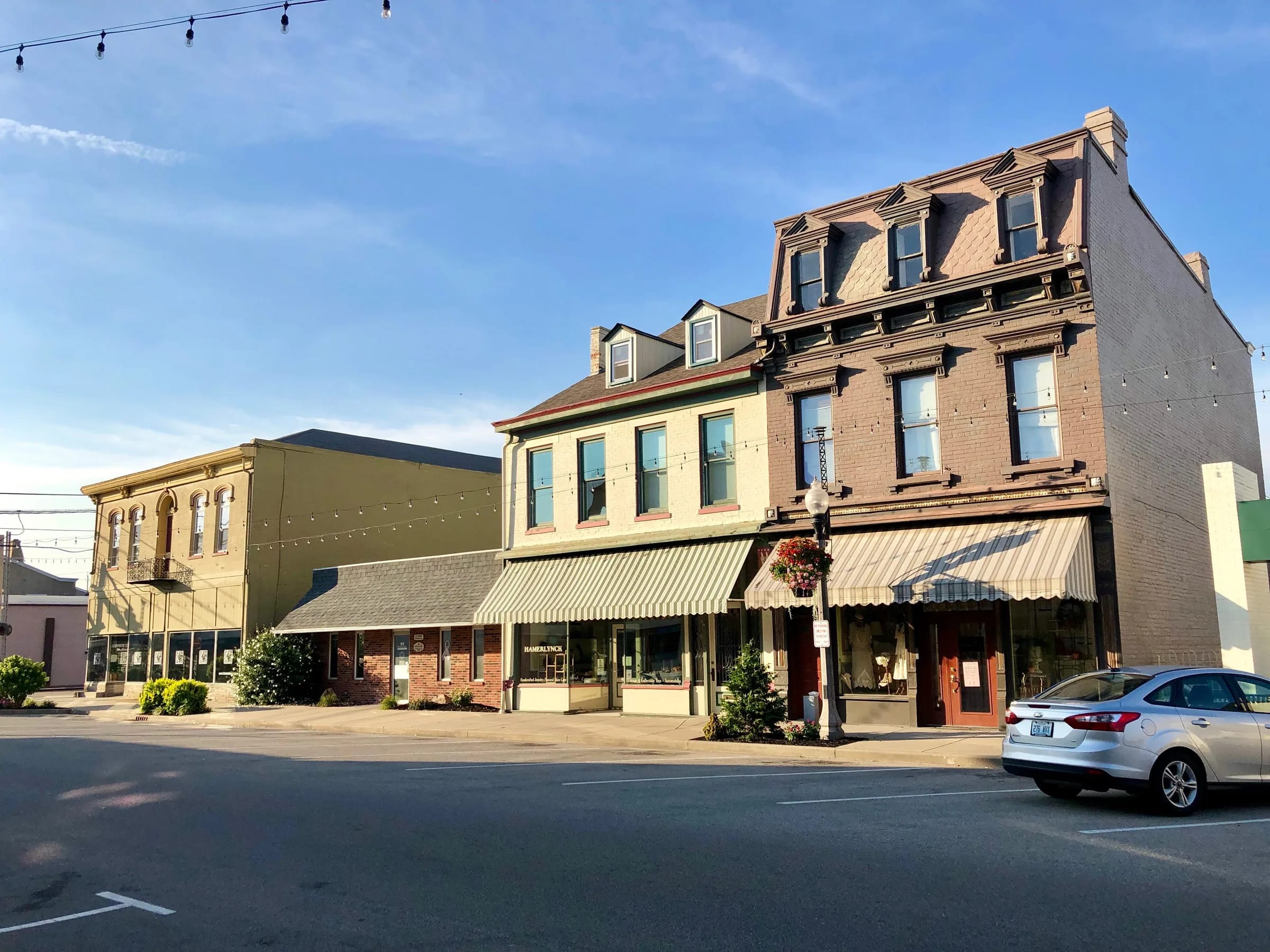 Historic Walnut Street in downtown Lawrenceburg, Indiana
